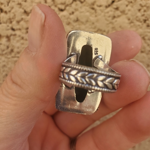 New Silver Sheen Obsidian 925 Silver Statement Ring. - Picture 7 of 15